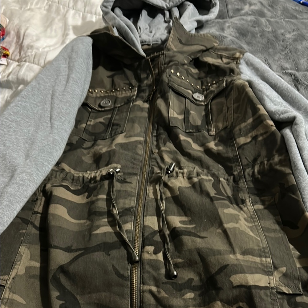 Madden Girl Camouflage Jacket with Gray Sleeves